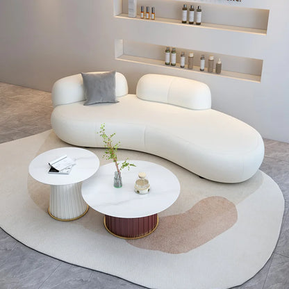 Customizable office small apartment technology fabric Nordic light luxury lounge area reception white sofa