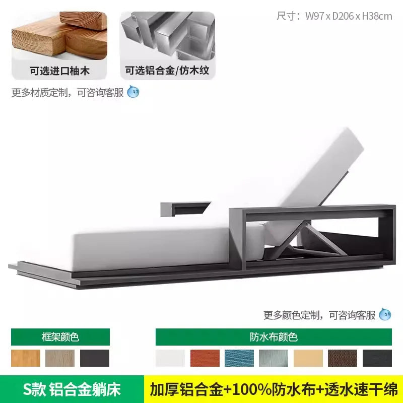 YFY Outdoor Recliner Villa Courtyard Waterproof Sunproof Hotel Resort Pool Outdoor Terrace Anti-corrosion Wood Reclining Bed