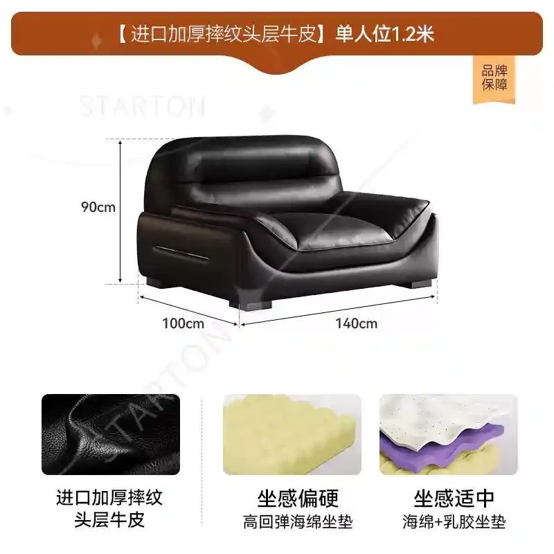 Leather Lounge Sofa, Luxury Italian Nordic Design, Lazy Couch Recliner, Mini Three Seater Divani Da Soggiorno Furniture
