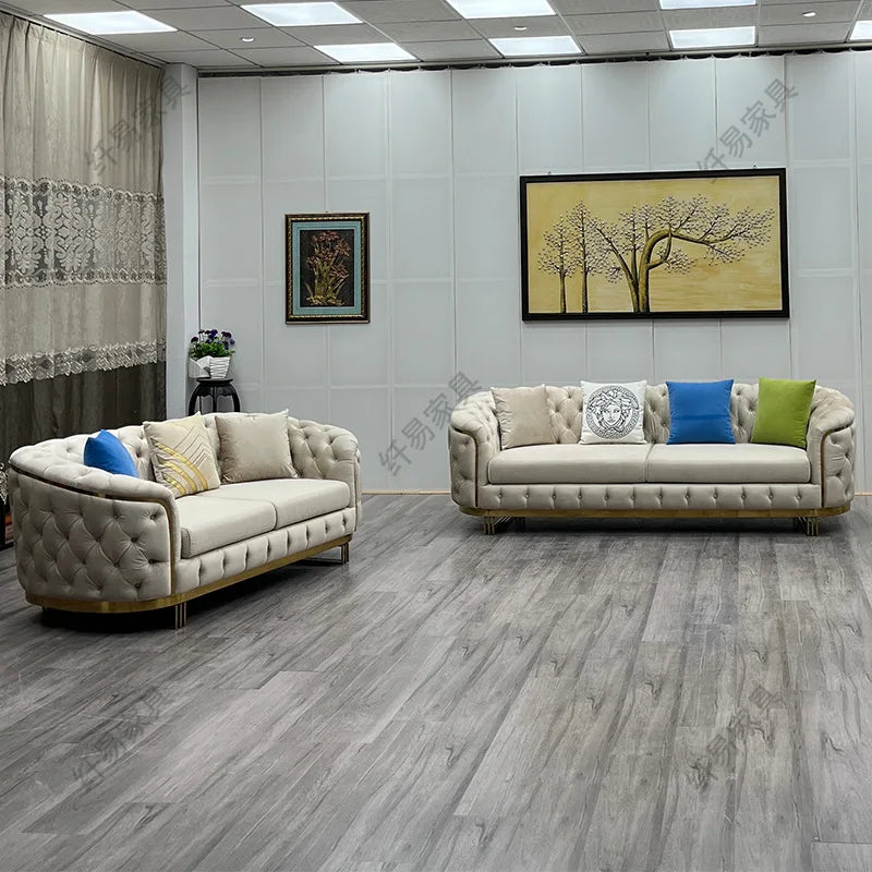 American fabric sofa Italian minimalist designer living room straight row sofa velvet European home sofa