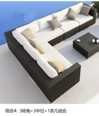 Terrace Modern Garden Sofas Outdoor Combination Courtyard Nordic Garden Sofas Waterproof Pe Rattan Furniture Sofá Jardín MHHYSF