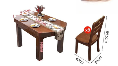 CL all solid wood dining table and chair combination rectangular telescopic folding variable small apartment household dining