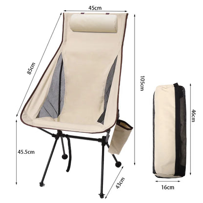 DIVEDEER Portable Folding Camping Chair with Headrest Lightweight Tourist Chairs Aluminum Alloy Fishing Chair Outdoor Furniture