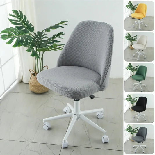 Pure Color Curved Chair Cover Polar Fleece Duckbill Chair Cover Chair Slipcover Elastic Seat Covers for Kitchen Hotel Office