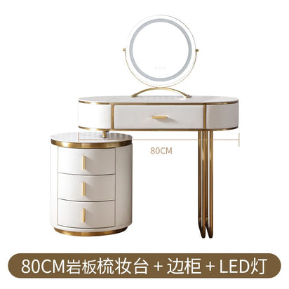 Light Mirror Vanity Table White Minimalist Drawers Storage Dressing Table Desk Makeup Mesa De Maquillaje Bedroom Furniture