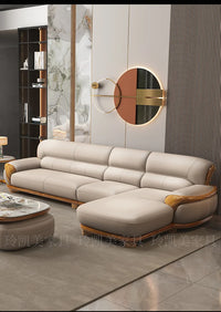 New Chinese ebony leather sofa living room combination size apartment first layer cowhide straight row sofa