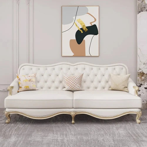 Leather sofa combined living room size apartment Italian light luxury high-end luxury solid wood furniture