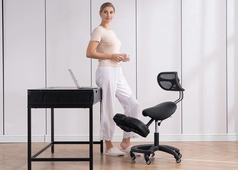 Kneeling Chair Adult Ergonomic Correction Chair Saddle Chair Double Cushion Adjustable Anti-Hunchback Position Learning