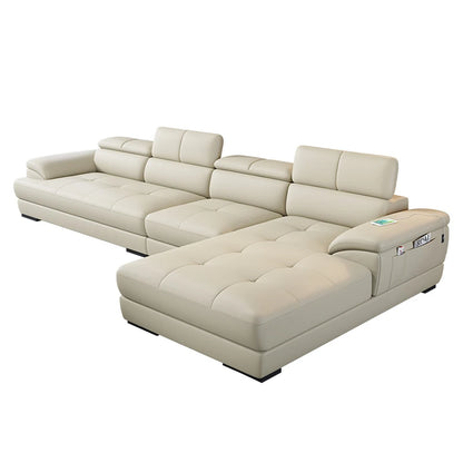 Nordic first-layer cowhide modern minimalist living room corner function minimalist full leather sofa
