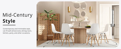 Furmax Modern Style Dining Chair Mid Century Modern DSW Chair, Shell Lounge Plastic Chair for Kitchen Chairs Set of 4(White)