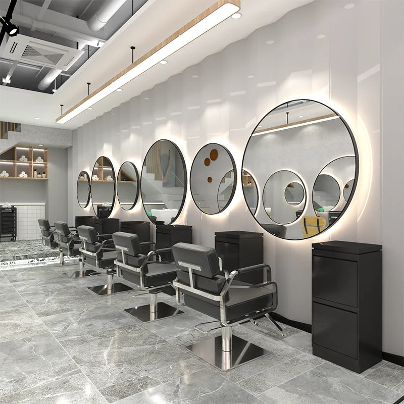 High-end Luxury LED Hairdressing Mirror Hanging Mirror Glass One Side Can Be Customized Size For Barber Shop