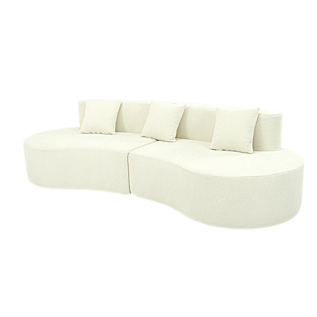 US Modern Curved Couch 4 Seat Minimalist Elegant Half Moon Sofa Compressed Modular Sectional Sofa Home Living Room Cream White