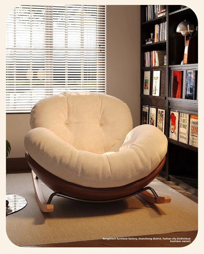 Egg Shell Rocking Chair Lounge Recliner Bed Sleep Rest Foldable Single Seater Indoor Outdoor Casual Living Room Chair Furniture
