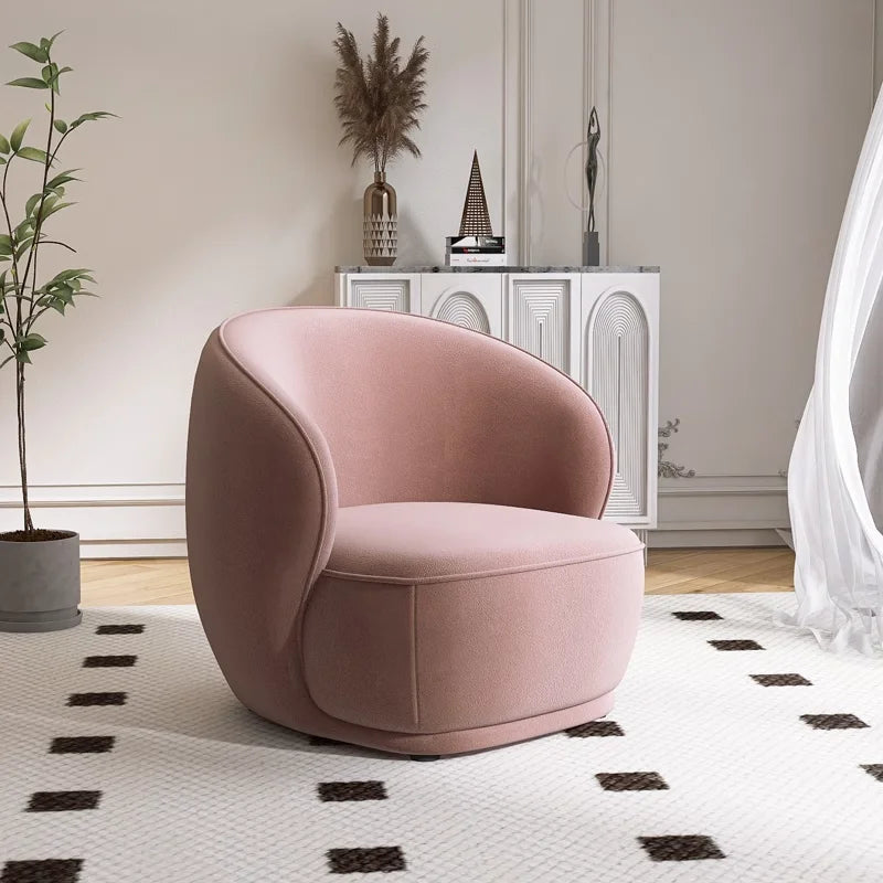 PU Leather Accent Armchair, Modern Round Club Chair for Living Room or Bedroom, Upholstered Single Sofa Seat for Small Spaces