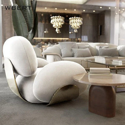 Nordic Lamb Fleece Single Sofa Chair For Home Bedroom Dining Clothing Store Beauty Salon Leisure-backrest Chair