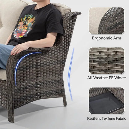 Outdoor Patio Wicker Loveseat Sofa - 2-Seater Rattan Sofa for Outside Patio Garden with Deep Seating and Olefin