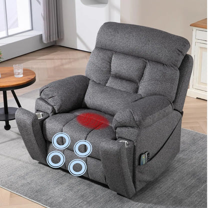 Dual Motor Power Lift Recliner for Elderly Adults with Heat Massage Lay Flat Feature Wireless Remote Cup Holder Customizable