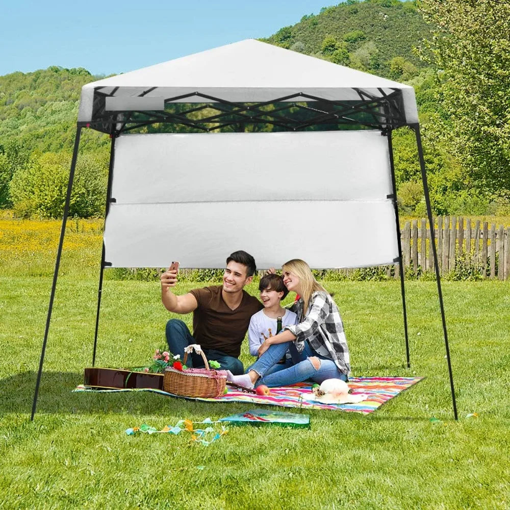 Portable 7x7 Ft Outdoor Pop Up Canopy Tent with Carry Bag, 4 Stakes, Ideal for Hiking and Camping Adventures