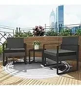PatioLix 8 Piece Patio Furniture with 44"Propane Gas Fire Pit Table. Outdoor Sectional Conversation Set Wicker Rattan Sofa