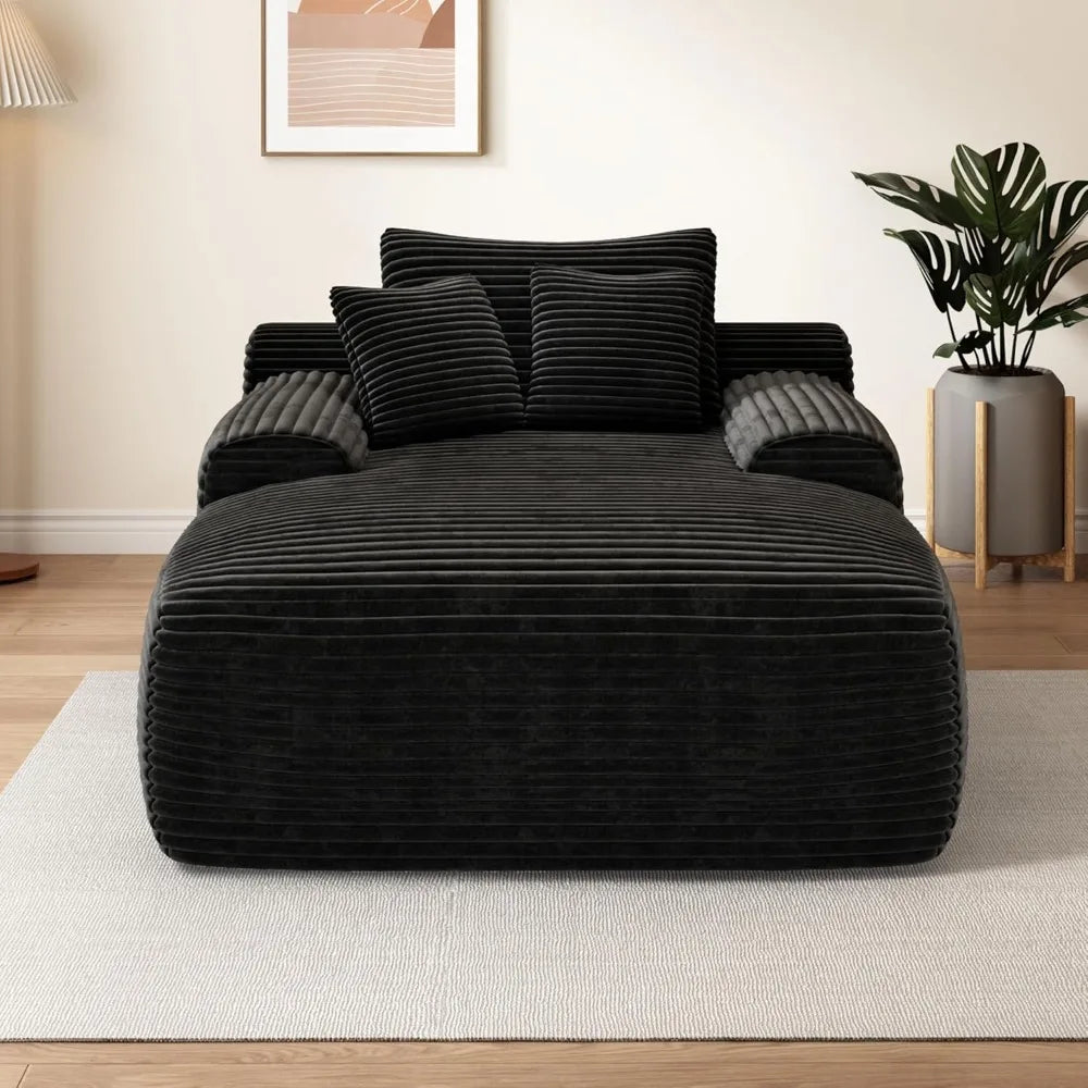 67'' Boneless Chaise Lounge Chair Indoor,Cloud Sofa Couch Bed,Sleeper Chair for Living Room Bedroom, Oversized Corduroy Couchs w