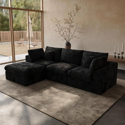 116” Cloud Sectional Couches for Living Room, Modular L Shaped Sofa with Ottoman, Deep Seat Chenille Sectional, Customized