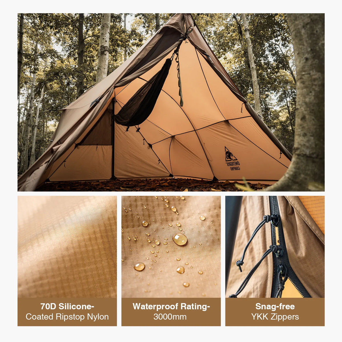 Onetigris ASH Hammock Canopy 4 Person Camping Hot Tent with Stove Jack 4 Season Waterproof Windproof for Survivalist Hiking