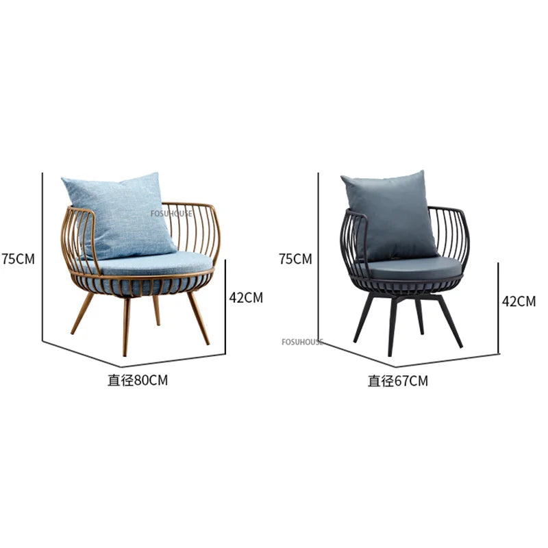 Living Room Furniture Bedroom Light Luxury Minimalist Single Sofa Chair Lounge Chair Nordic Wrought Iron Living Room Chairs