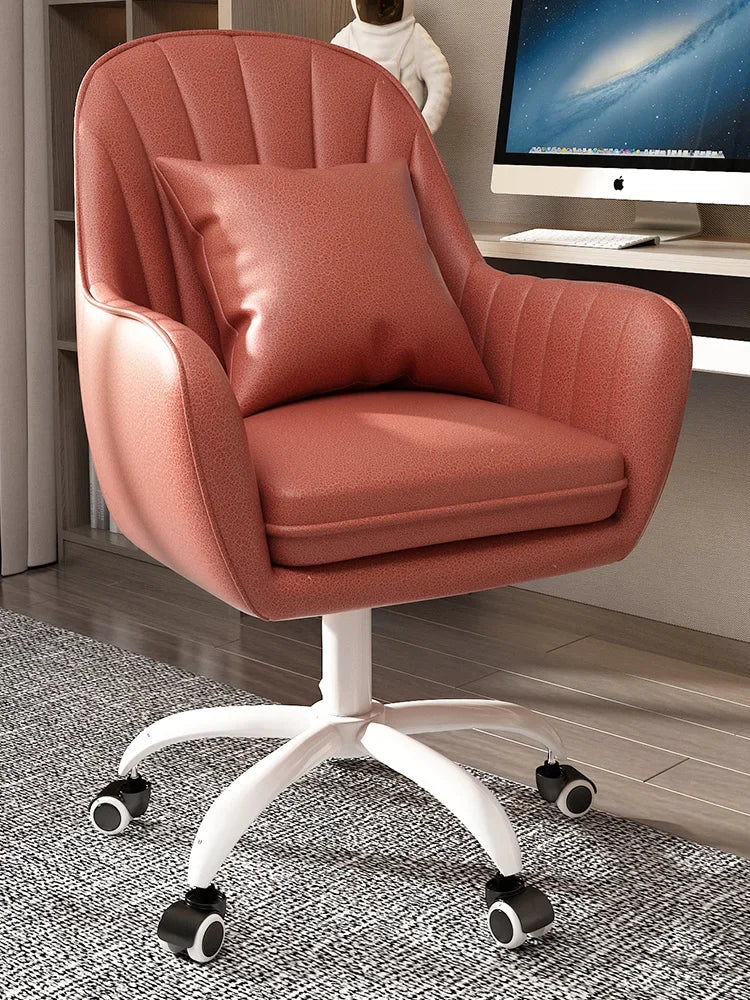 Cute Desk Chair For Girls Pink Ergonomic Computer Swivel Chair Adjustable Height Plush Padded Study Chair Bedroom Dorm Office
