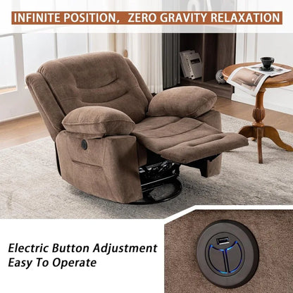 Ketaiyou Power Swivel Rocker Recliner with Massage and Heat,USB Port,Infinite Position, Oversized Electric Glider Rocking Chairs