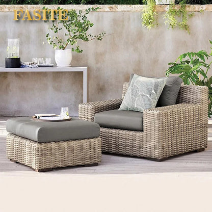 Outdoor sofa courtyard garden terrace leisure waterproof sunscreen art villa rattan furniture combination