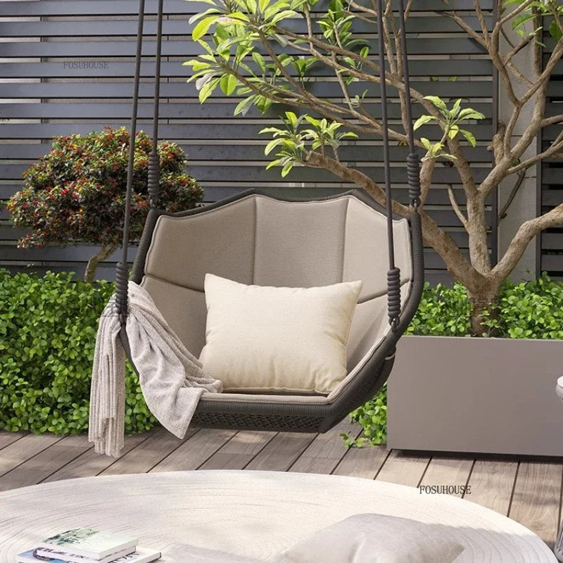 Outdoor Patio Swing Nordic Balcony Rocking Chair Indoor Adult Hanging Chairs Outdoor Single Swing Chairs Modern Hanging Basket Z
