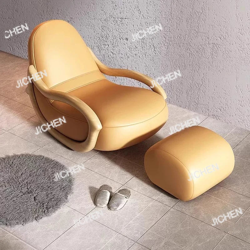 JC Italian Support Living Room Chairs Simple White Lazy Designer Recliner Chairs Armchair Sofa Comfy Fauteuil Salon Home