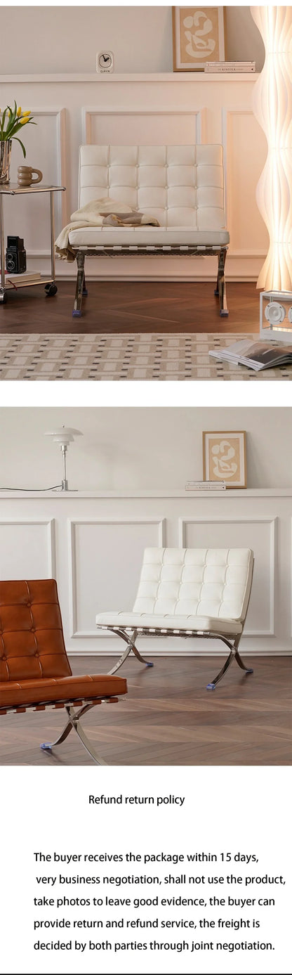 Barcelona Chair Nordic Leather Single Sofa Chair Designer Simple Reception Office Living Room Balcony Sofa Leisure Chair