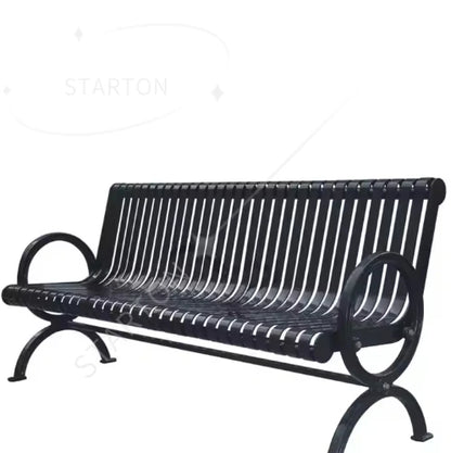 High Quality Modern European Style Durable Black Metal Outdoor Lawn Bench for Park & Gym Use