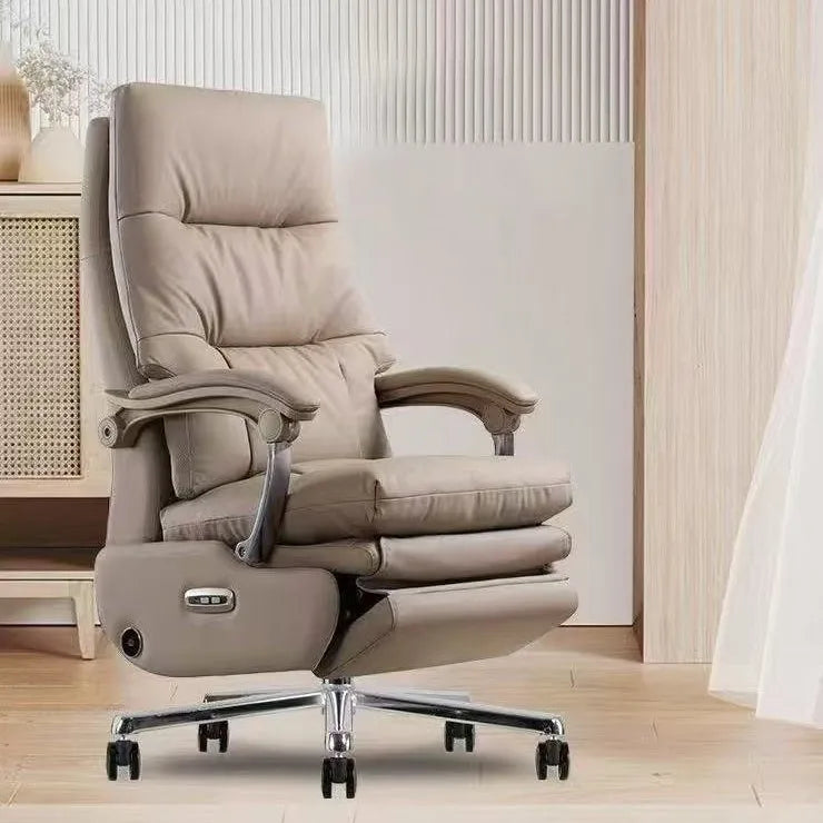 AOLIVIYA Top Layer Cowhide Electric Executive Chair for Home Office Comfortable Computer Swivel Chair Business President Reclini