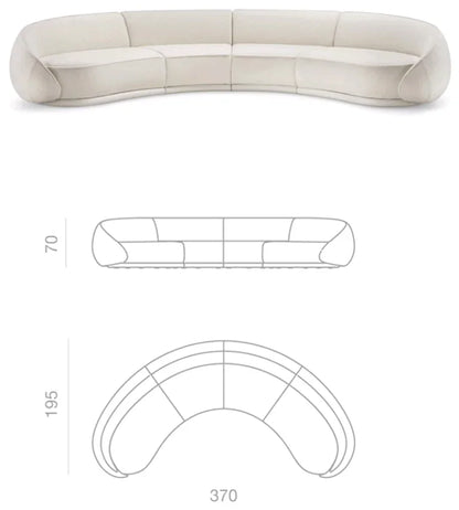 Sili Style Living Room Moon Faux Leather Fabric Nordic Designer Semi-Arc Light Luxury Cashew Curved Sofa living room furniture