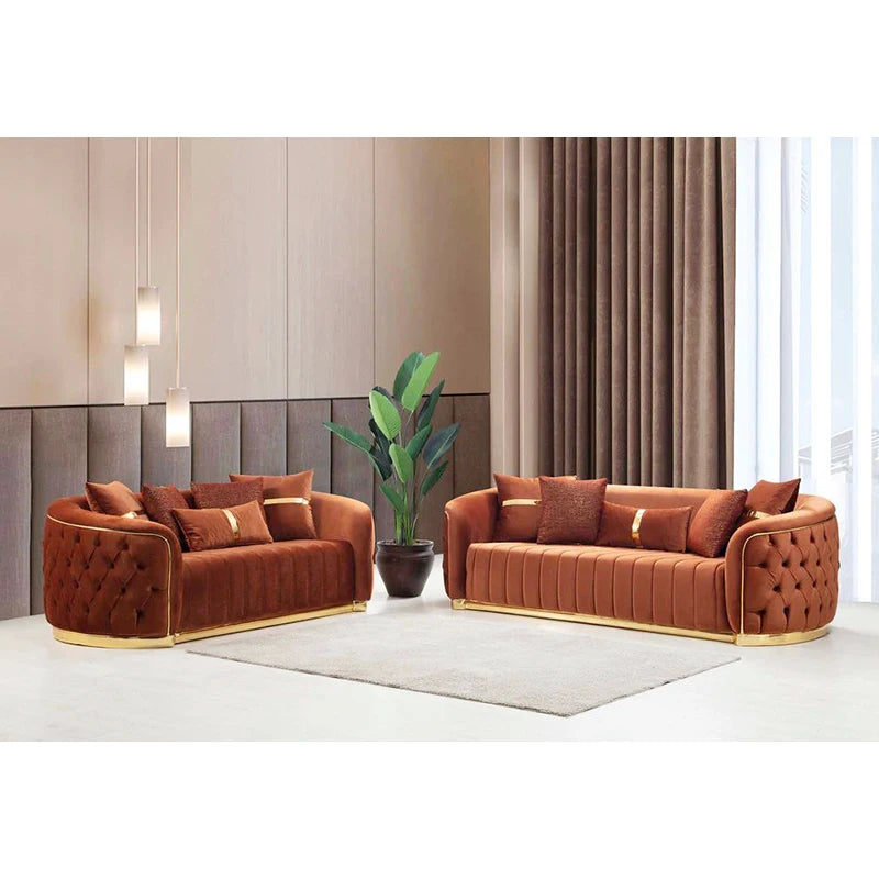 Modern Living Room Furniture Luxury Metal Frame 3 2 1 Seater Sectional White Velvet Fabric Sofa Set