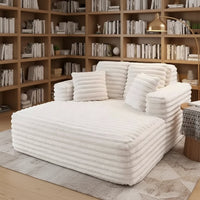 #Striped Soft Fabric Modular Oversized Chaise Lounge Sofa with Layered Back Cushions Cozy Deep Seating for Modern Living Room