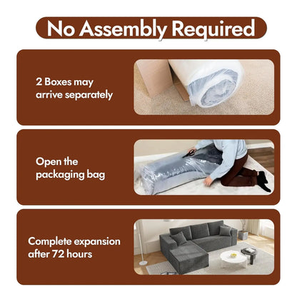 Boneless Couch For Living Room, Modular Sectional Sofa With L-Shape Chaise, Cloud Couch With Deep Seat, Modern Living Room Furni