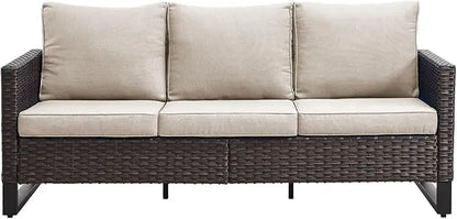 Outdoor Couch Patio Furniture: Wicker Patio Sofa with Deep Seat High Back, 800Lbs Weight Capacity Oversize Outdoor
