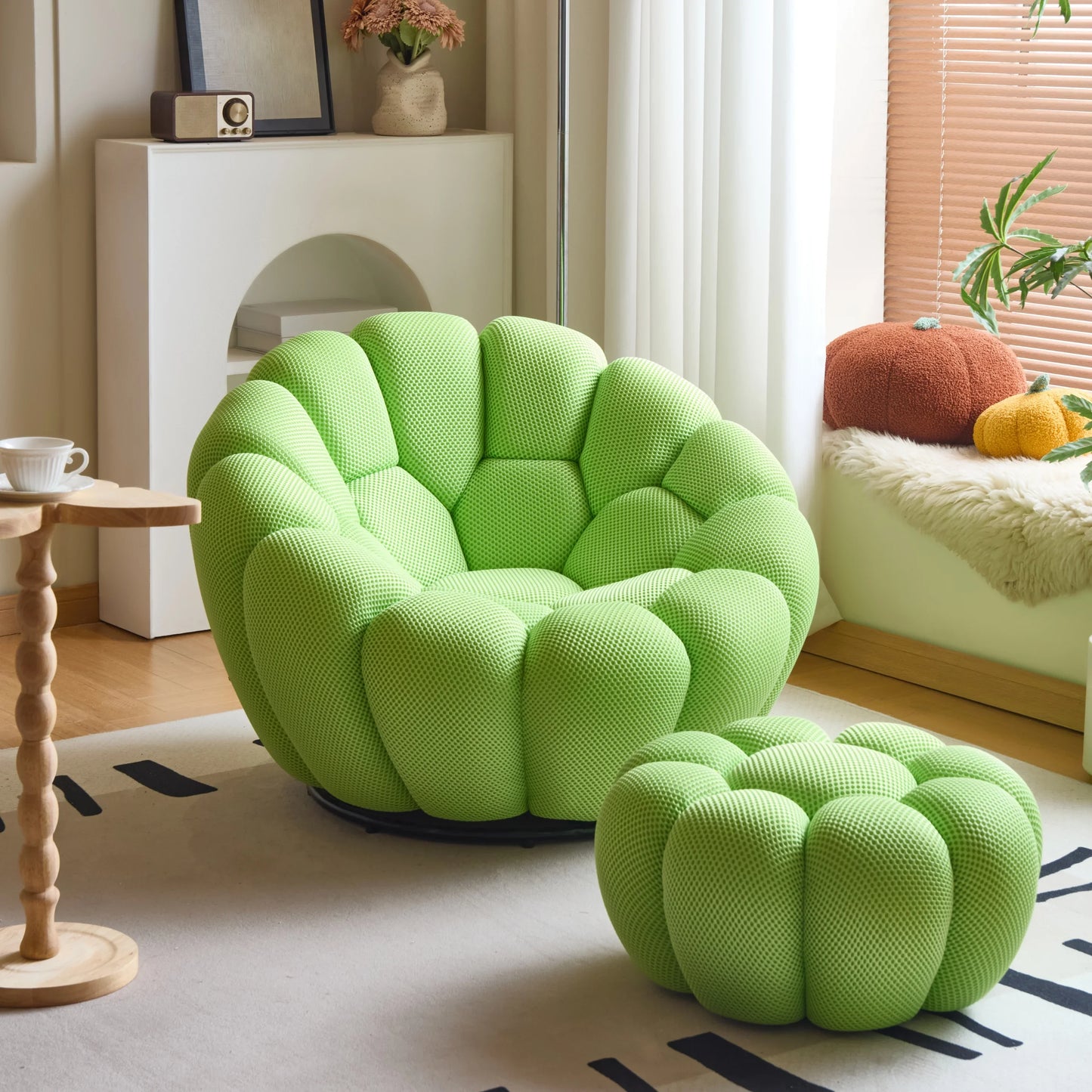Modern Pumpkin Chair Luxury Bubble Sofa Single Lounge Seat Lazy Recliner for Bedroom Balcony Living Room Aesthetic Accent