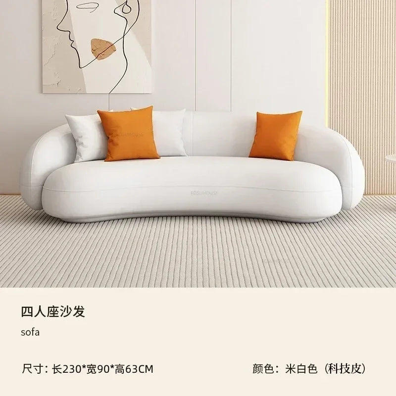 Curved Living Room Sofas Living Room Furniture Cream Style Beauty Salon Sofa Clothing Store Rest Area Reception Sofab