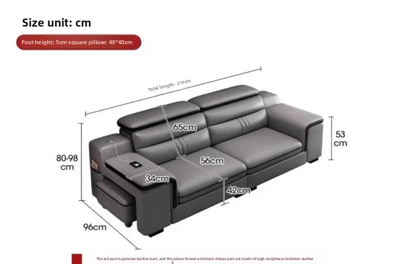 Modern Large Apartment Chaise Leather Sofa Combination Set Light Luxury Living Room Sofas Creative Office Comfortable Large Sofa