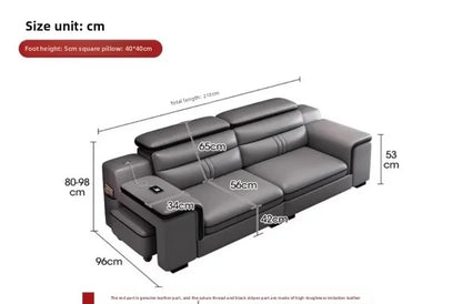 Modern Large Apartment Chaise Leather Sofa Combination Set Light Luxury Living Room Sofas Creative Office Comfortable Large Sofa