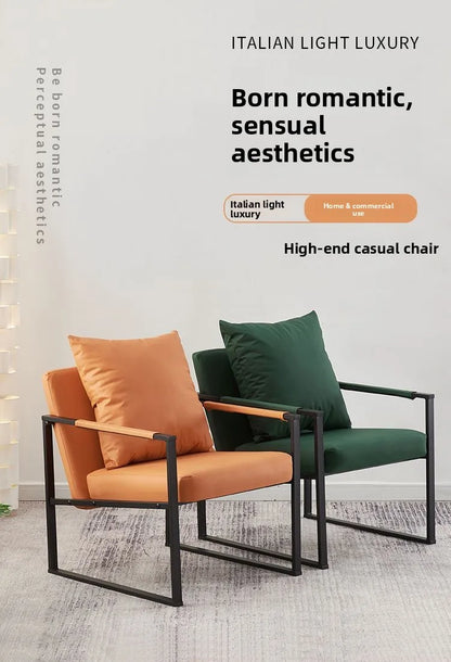 Modern Accent Chair Ergonomic Lounge Chair with Carbon Steel Frame Breathable Comfort for Living Room Bedroom Office Cafe