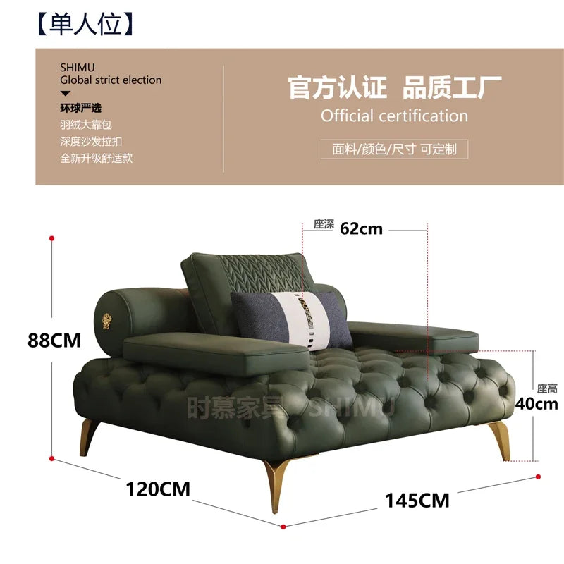 Italian Genuine Leather Sofas Sectional Modern Luxry Designer Loveseat Sofa 3 Piece Set Woonkamerbanken Living Room Furniture