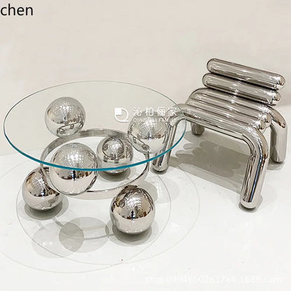 CZ Vintage Stainless Steel Irregular Single Chair Home Backrest Minimalist Industrial Style Restaurant Leisure Dining Chair