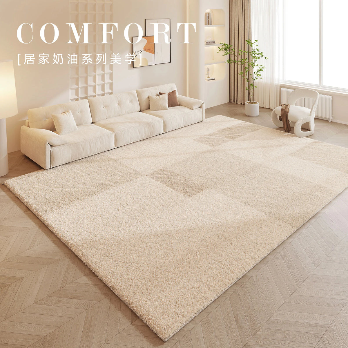 Cream Style Bedroom Decor Carpet Light Luxury Carpets for Living Room Fluffy Soft Art Design Lounge Rug Home Thickened Plush Mat