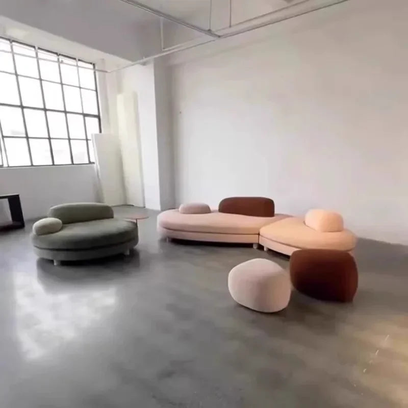 1PCS kXS French Pebble Sofa Designer Large Flat Layer Love Special-shaped Green Fabric Module Combination Arc