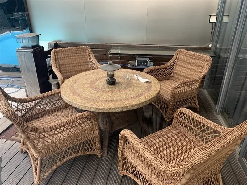 Outdoor PE Rattan Garden Chairs Balcony Courtyard Garden Waterproof Sofa Chair Outdoor Terrace Leisure Chair Outdoor Furniture T